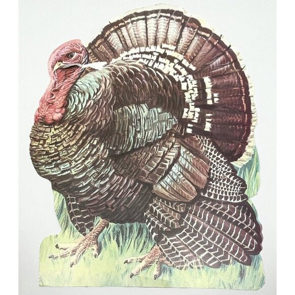 3x VTG EUREKA Paper THANKSGIVING Window Wall Decorations Turkey Pilgrim Indian - Picture 5 of 7